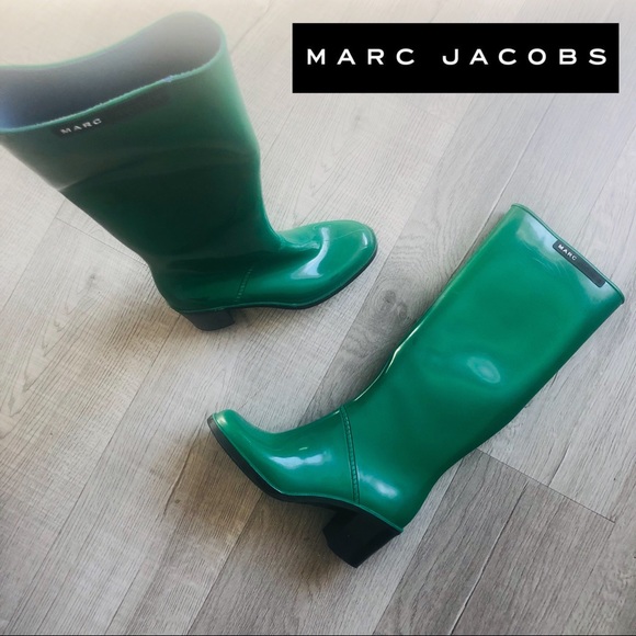 Marc Jacobs Shoes - Marc Jacobs Rubber Boots Heeled RAIN Green Sz 6/36